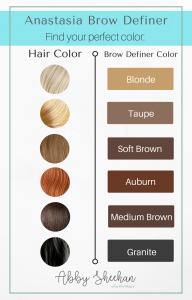 anastasia brow definer color guide